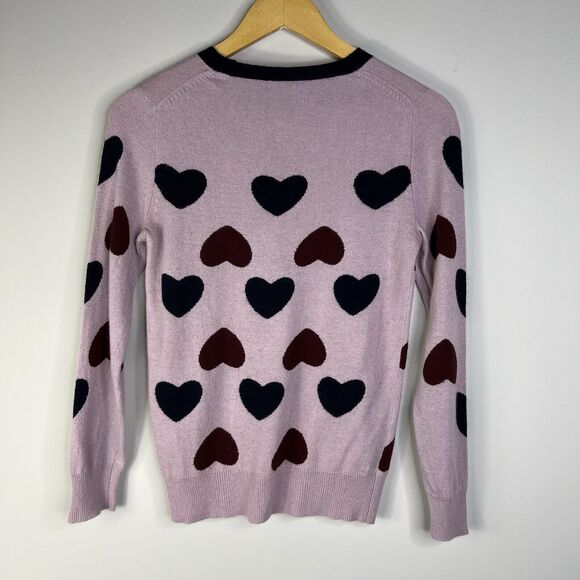 J. Crew Cashmere Sweater Intarsia Hearts Women Small Wool & Rabbit Hair Blend - Picture 3 of 8